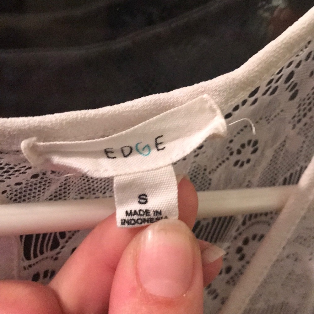 Edge White Sheer Tank Top Blouse Lace Straps Back - Picture 6 of 7